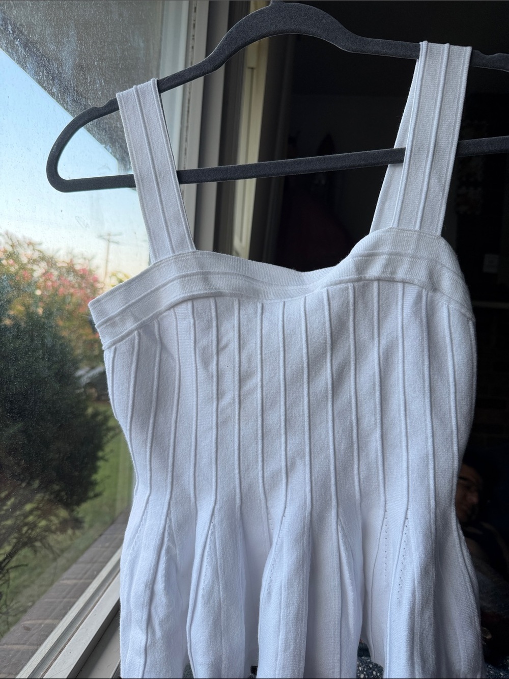 White Ribbed Knit Tank Top